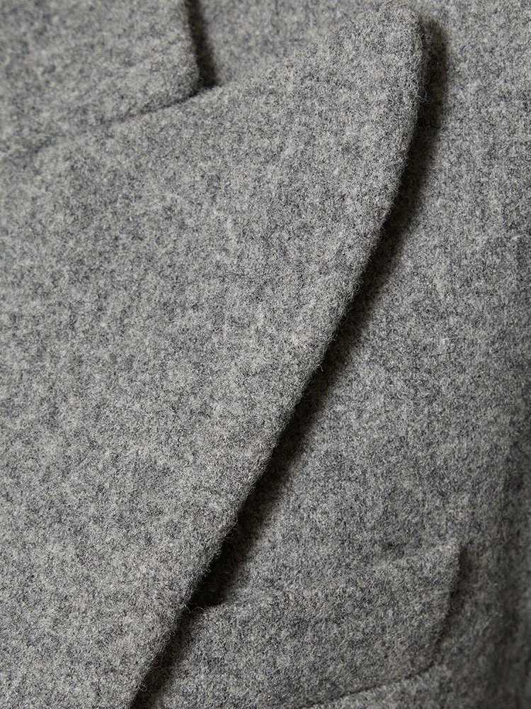 LGRQ Womens Long Woolen Coat Notched Collar Single Breasted A-line Cinched Waist Elegant Overcoat Autumn 2024 New Tide ClothingX241009