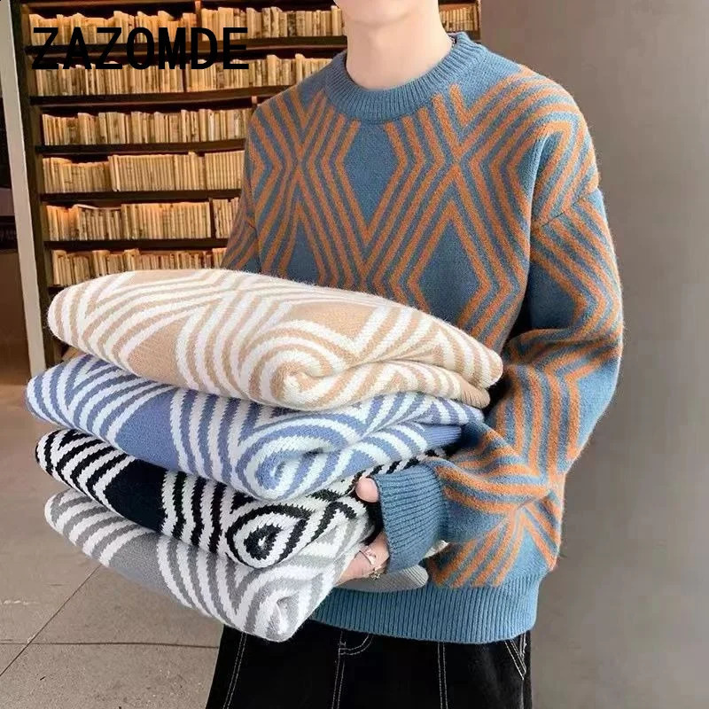 ZAZOMDE Winter Fashion Cashmere Mens Sweater High Quality and Comfortable Mens Sweater Thick Warm Mens Knitted Fabric Pulled 241007