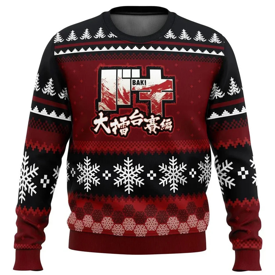 Christmas Season Baki Ugly Christmas Sweater Gift Santa Claus Pullover Men 3D Sweatshirt And Top Autumn And Winter Clothi 241009