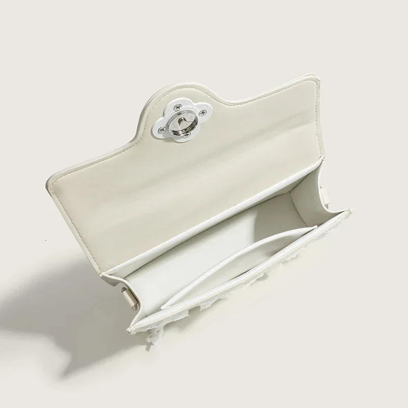 Tassel white mini square womens messenger bag er handbag wallet 2024 fashionable woven shoulder cross body 241008