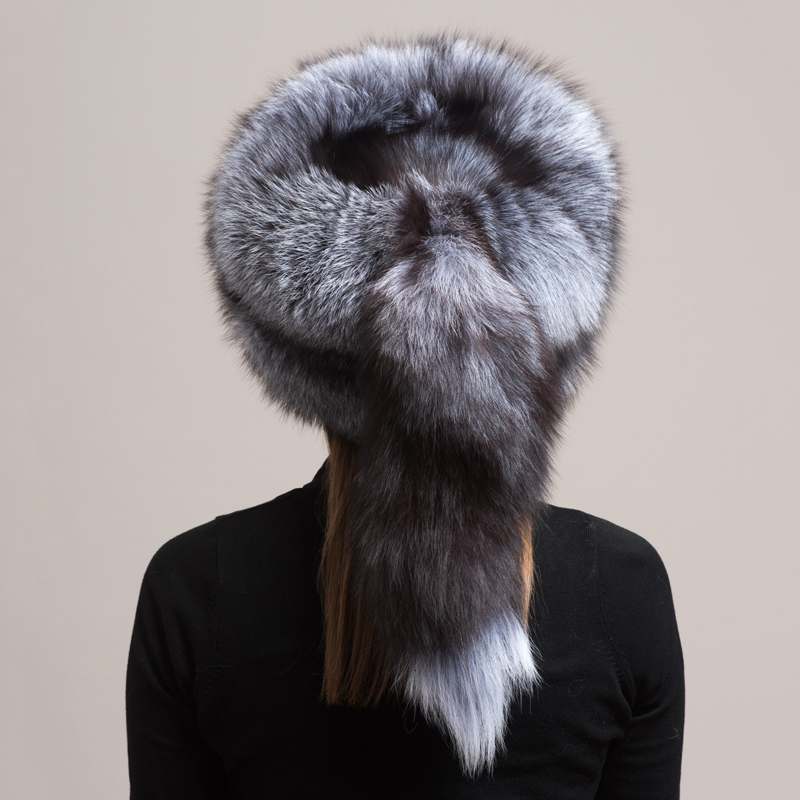 Winter Women Fashion Real Hat Natural Fox Hats Headgear Russian Outdoor Cap Ladies Thicken Warm Fur Caps