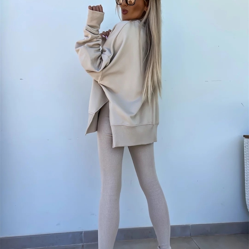 Spring summer 2024 Shirt casual loosefitting sweater tight pants 2 piece suit sets for women pieces trousers y240905