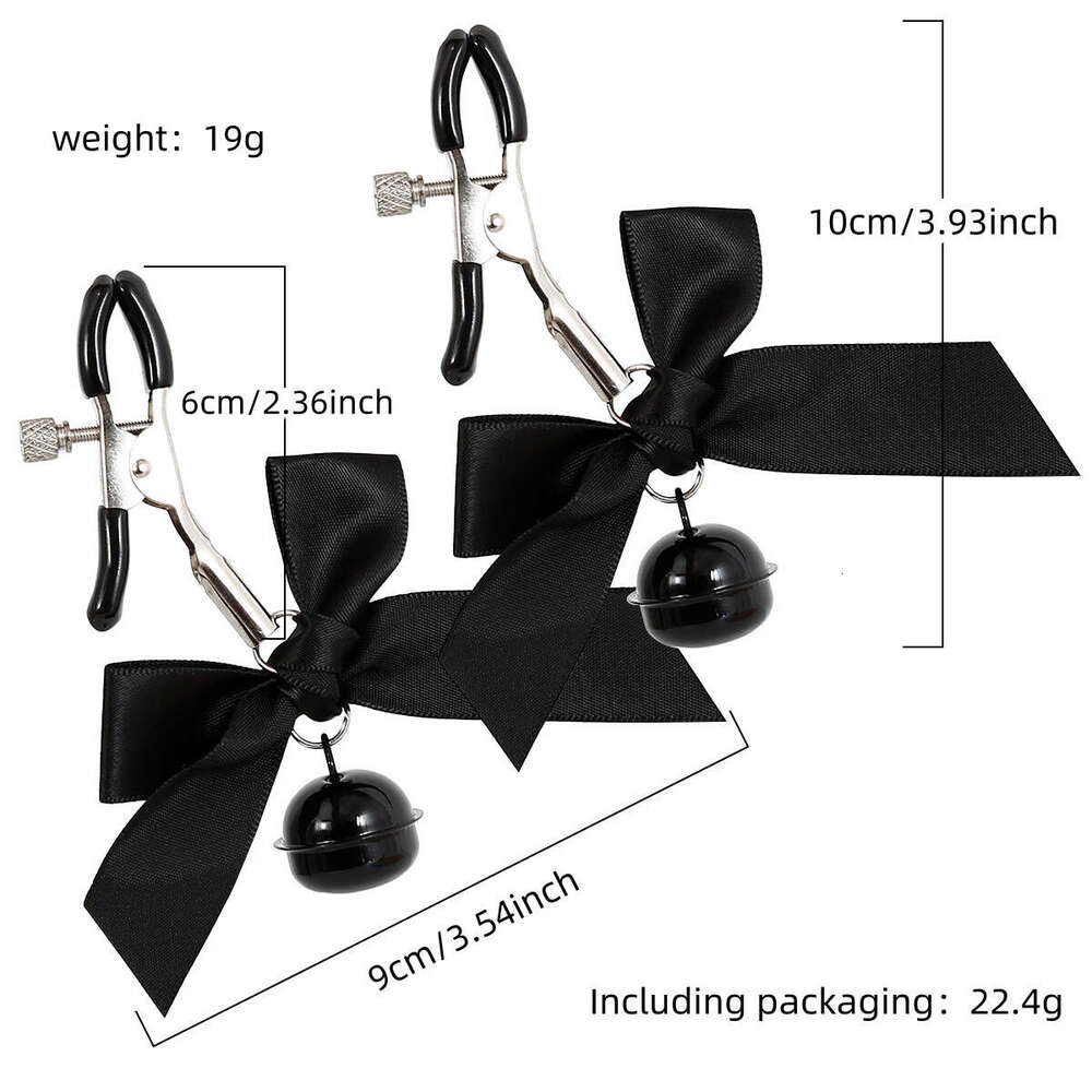 Bell shaped breast clip with adjustable bow for women, female clip for women, female clip for adults, romantic SM alternative toy manufacturer