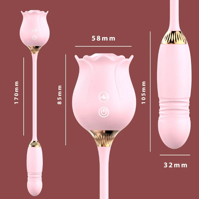 Rose toy penis stimulating vibrator female egg labia suction cup tongue licking and swinging adult product 241009