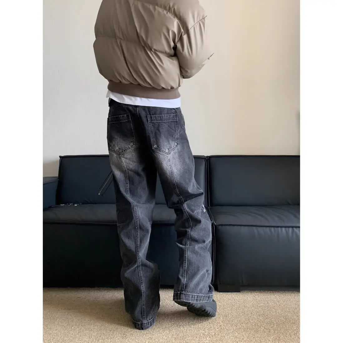 Hip hop loose straight leg washed denim jeans for men and women American autumn street trend loose wide leg casual pants y2kX241009