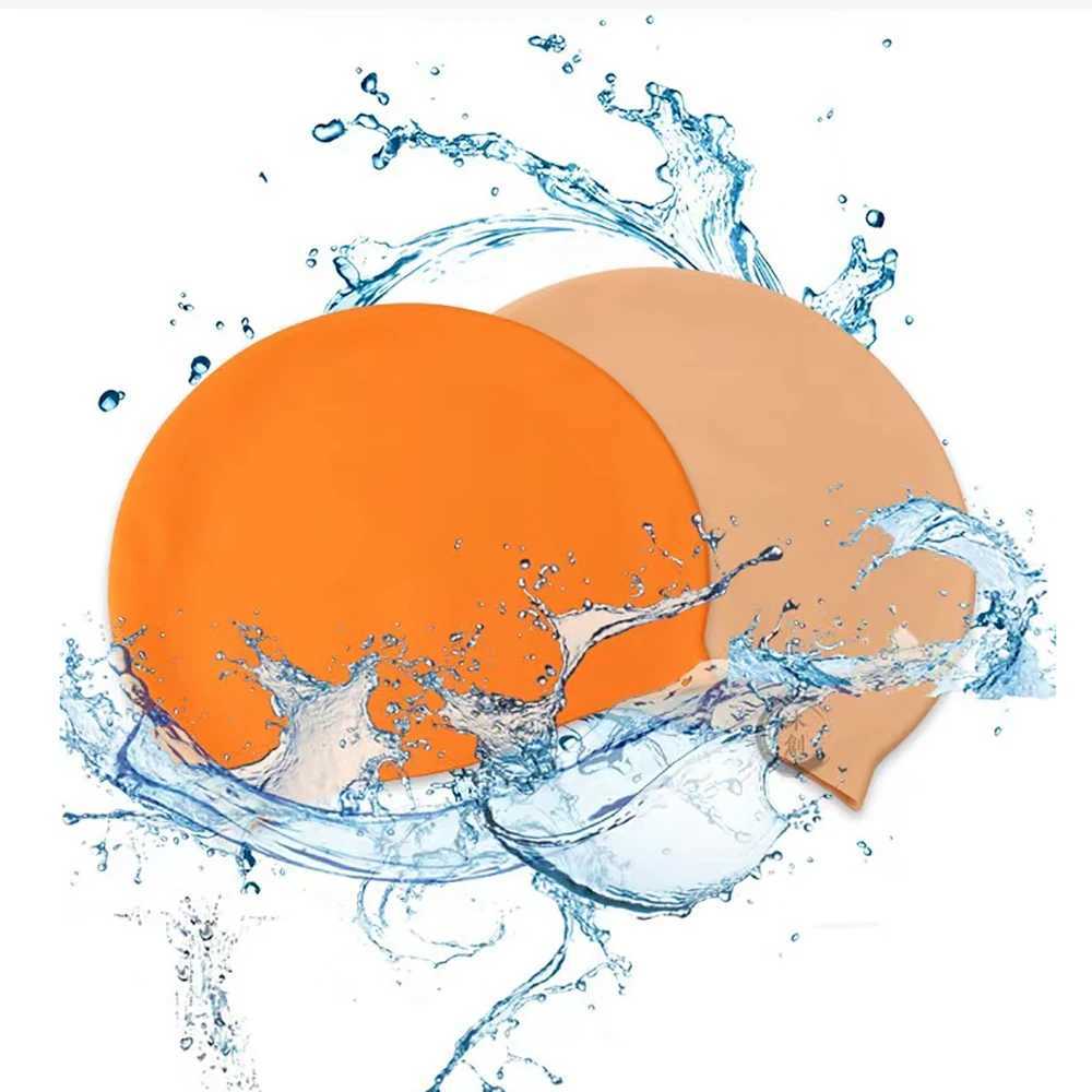 1 silicone swimming cap mens long hair waterproof color sports high elasticity adult swimming pool cap diving cap CL241009