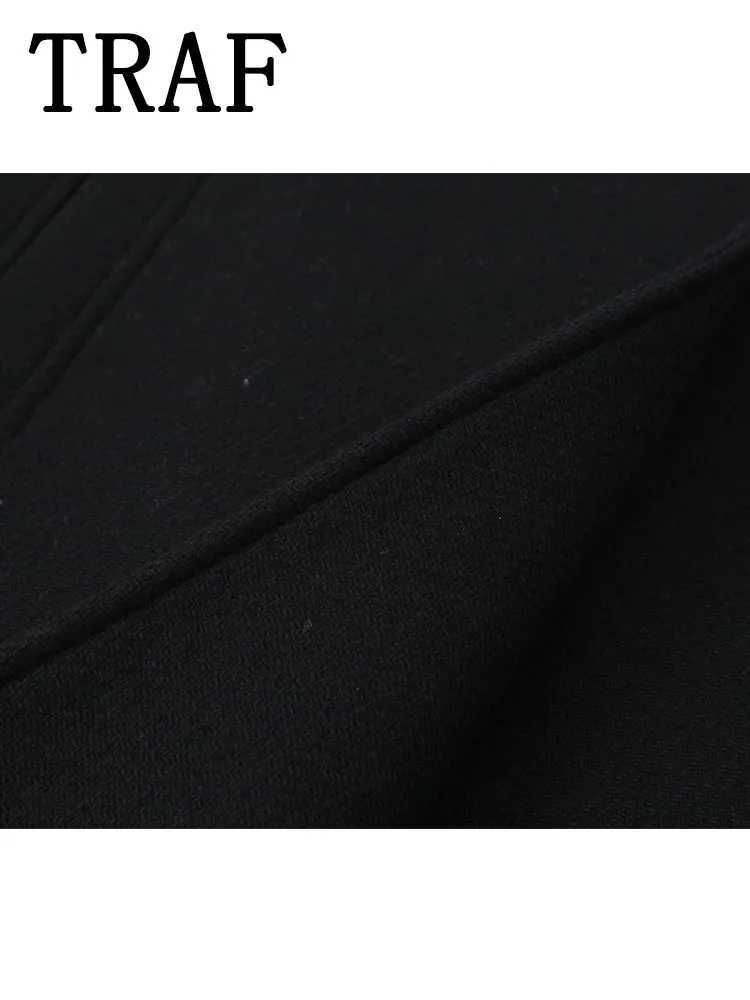 TRAF 2024 Women Winter Coat Oversized Wool Blend Jacket Autumn Long Sleeve Woolen Coats For Woman Warm New OuterwearX241009