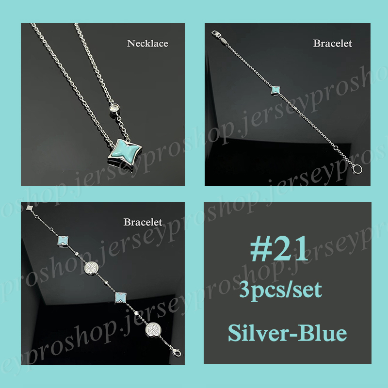Women's Necklaces Bracelets Fashion Blue Flower Necklace Bracelet Gifts