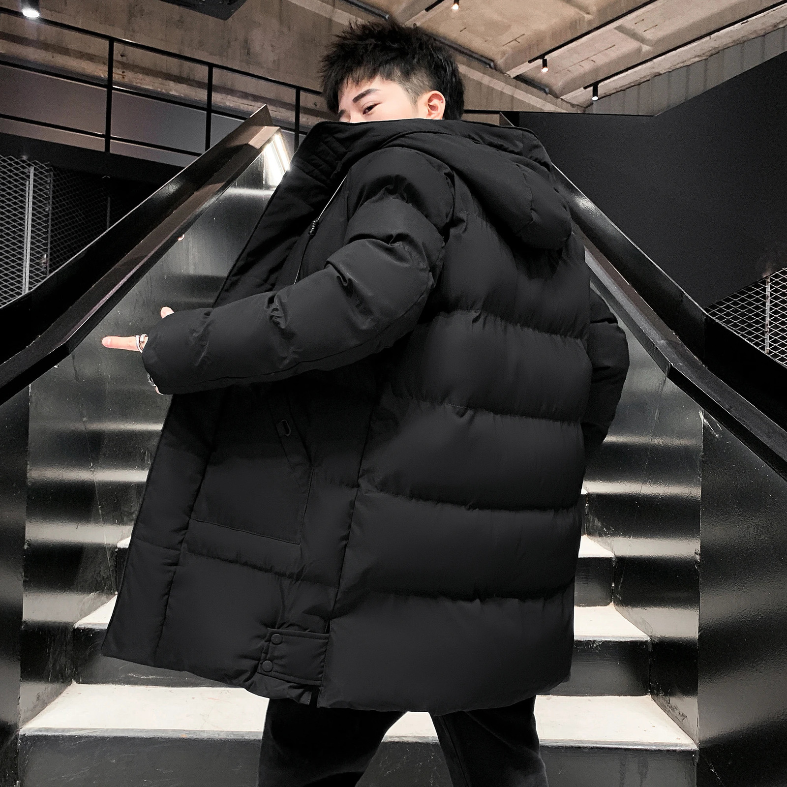 Parka Mens Hooded High Quality Hooded Jacket Black Fashion Winter Jacket Mens Clothing Thick Warm Long Coat 241007