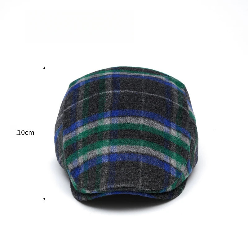 Unisex checkered sboy hat with retro style wool blend beret mens and womens colorful autumn winter accessories 241009