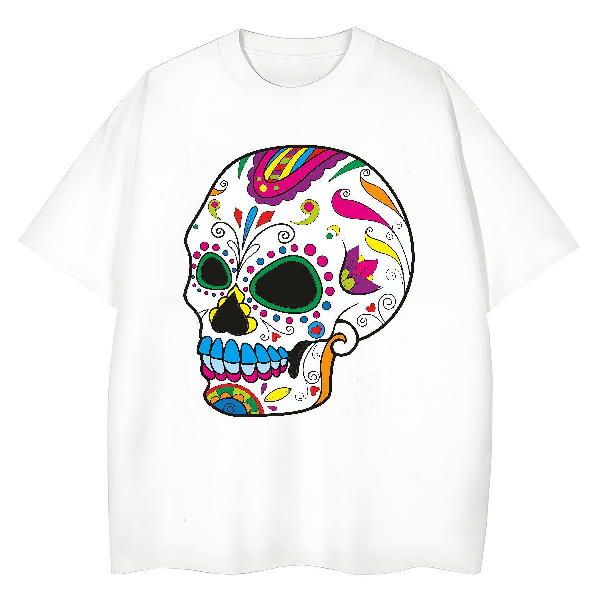 Comfortable Mens T Shirts 230g Cotton skull Hip Hop Street DIY Breathable Short Sleeve Tshirt for Man Woman Fashion Design Top Tees