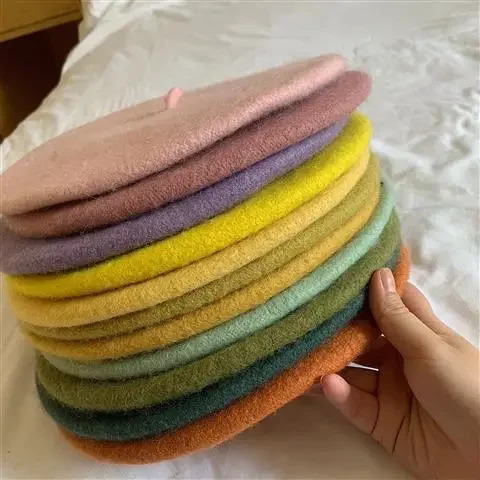 Winter 100% wool beret womens winter outdoor artist hat French pumpkin beret thick wool pumpkin hat 241007