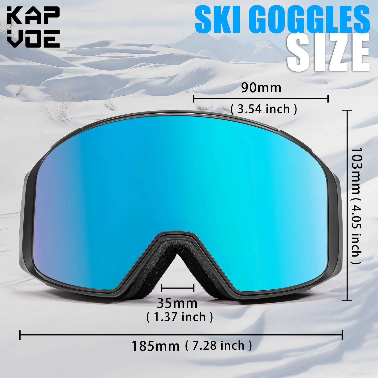 Kapvoy Ski Mask Double layer Fog proof Mens and Womens Windproof UV400 Ski Board Goggles CL241010