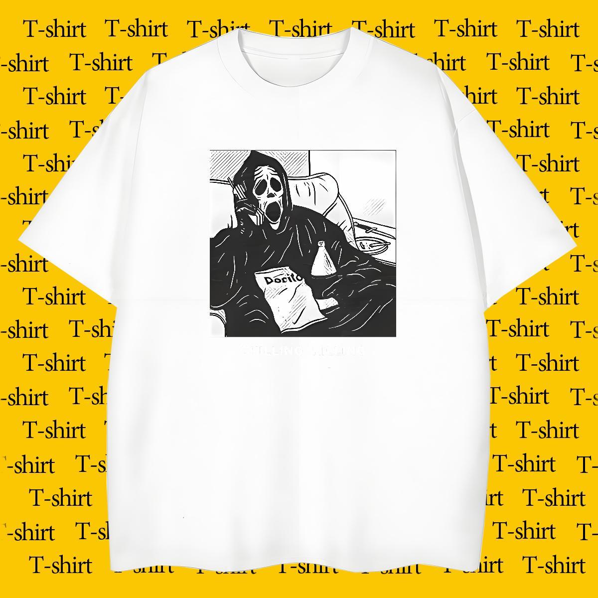 Free Shipping Mens T Shirts 230g 100% Cotton skull Summer Casual Cartoon Print O Neck Short Sleeves Men Tops Tees New Arrival Tshirts