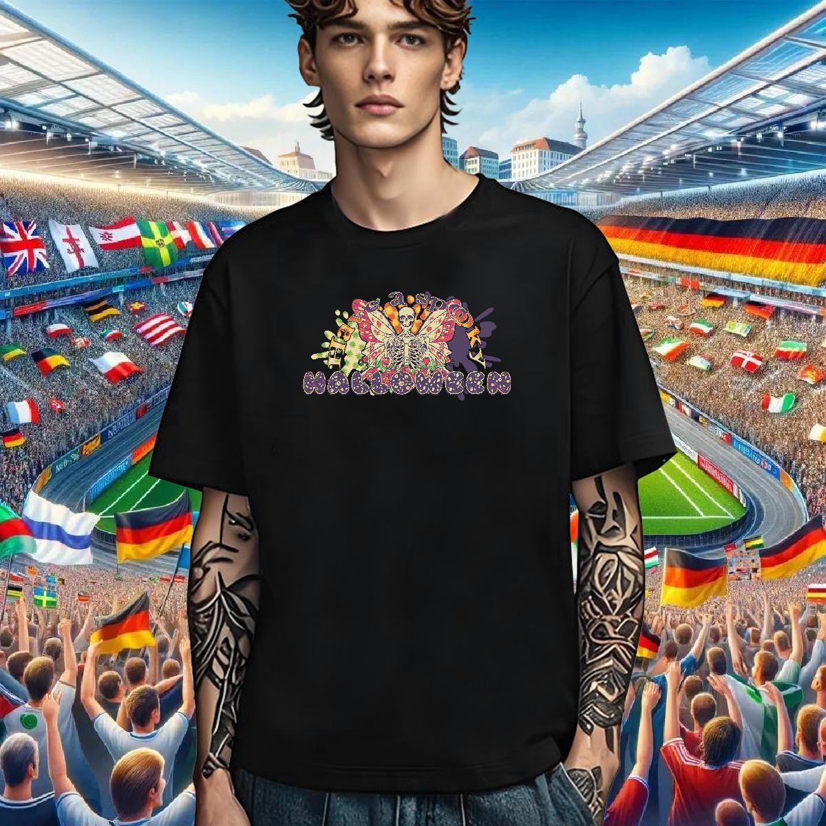 Comfortable Man T Shirts 100% Cotton 230g skull Home Outdoor Cartoon Printing M-4XL Crew Neck Couples T Shirts Customized Tops Tees