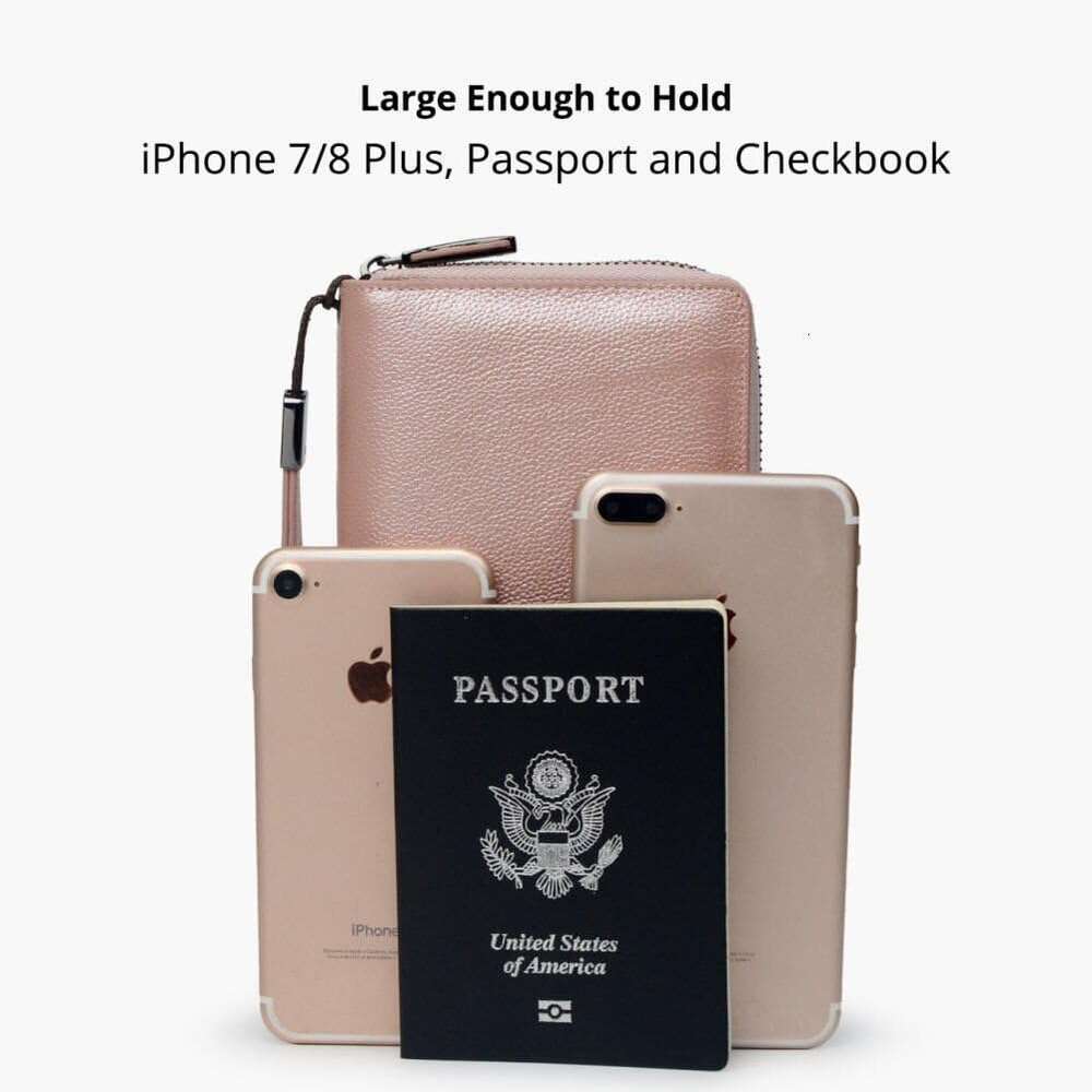 Women RFID Blocking Wallet Leather Zip Around Phone Clutch Large Capacity Ladies Travel Purse Wristlet