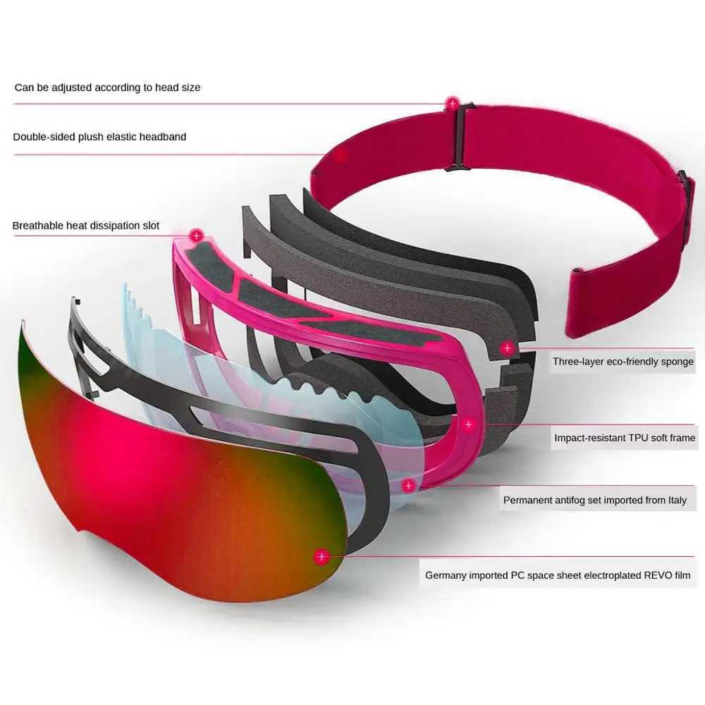 Loogdeel Ski Goggles Mens Ski Goggles Snow Glasses UV400 Protective Double Layer Outdoor Ski Glasses CL241010