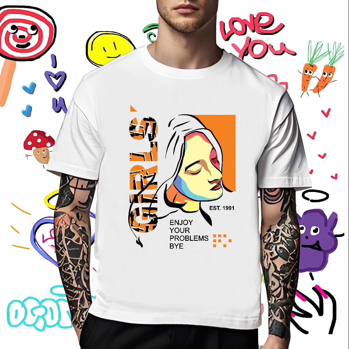 Unisex T Shirt For Man 230g 100% Cotton portrait Street Wear Plus Size Custom Breathable Short Sleeve Tshirts Designer Fashion Top Tees