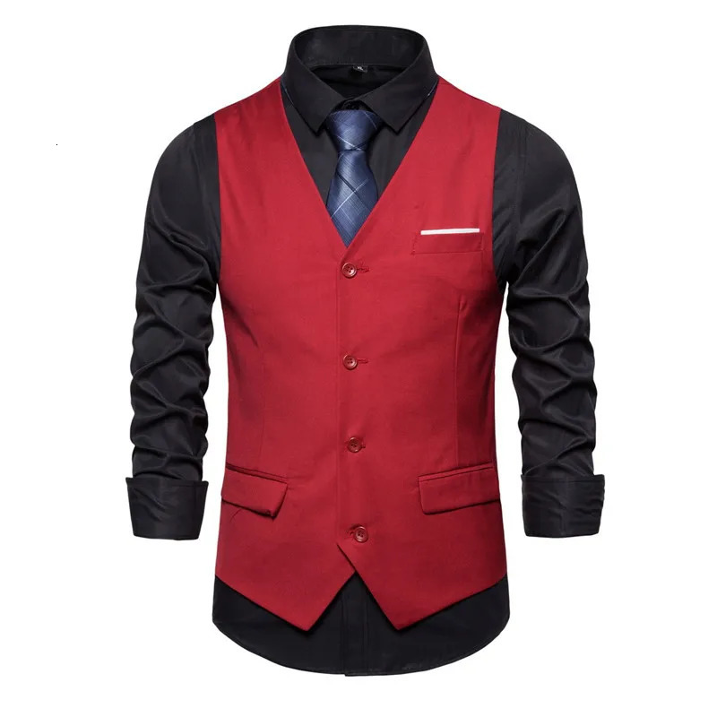 Mens suit vest business sleeveless vest jacket Asian size S-6XL wedding party vest mens red blue purple black gray 241010