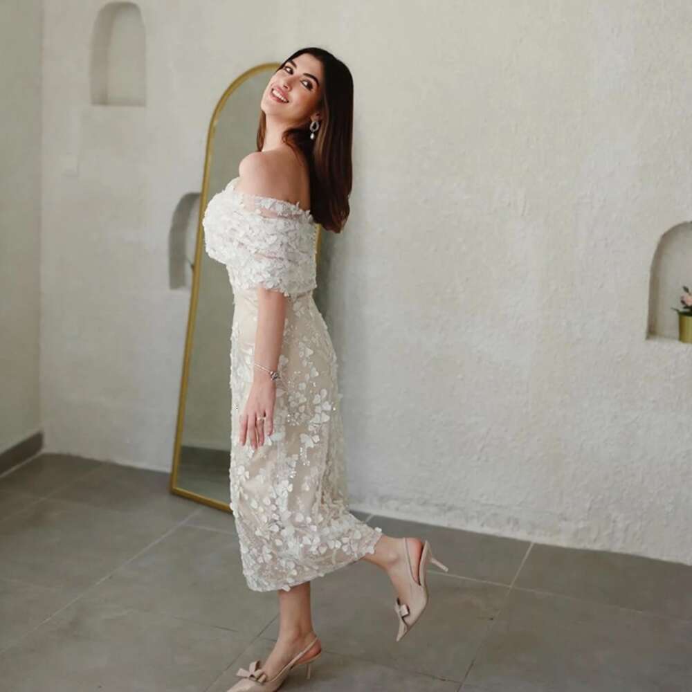 Fancy Pure White Romantic Wedding Party Dress wers Ankle Length Pretty Sweet Off Shoulder Vestidos De Novia Slimming