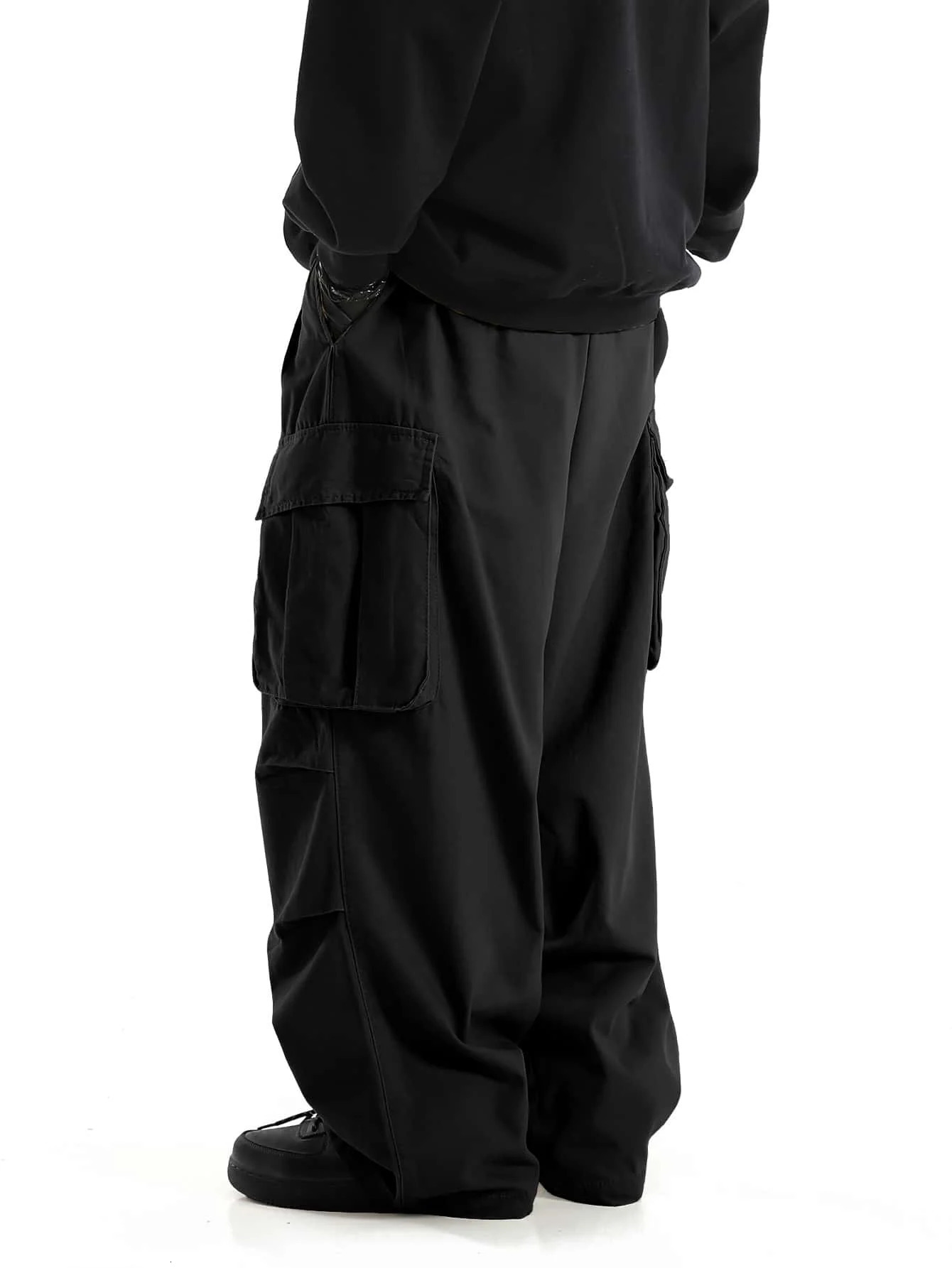 Classic multi flap pocket cargo pants mens loose pull rod cargo pants used for skateboarding street outdoor camping 240930
