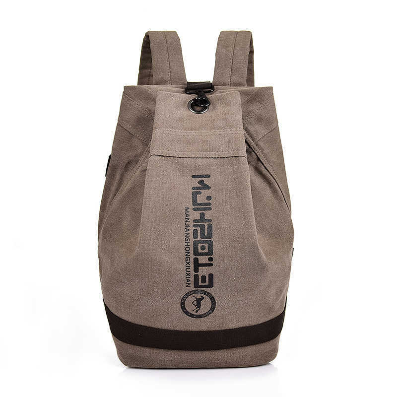 Canvas backpack men's large capacity bucket bag travel large backpack sports basketball backpack 241015
