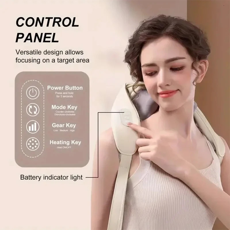 Neck and shoulder massager with deep tissue finger pressure multifunctional massage shawl relieving pain electric kneading and squeezing 241008
