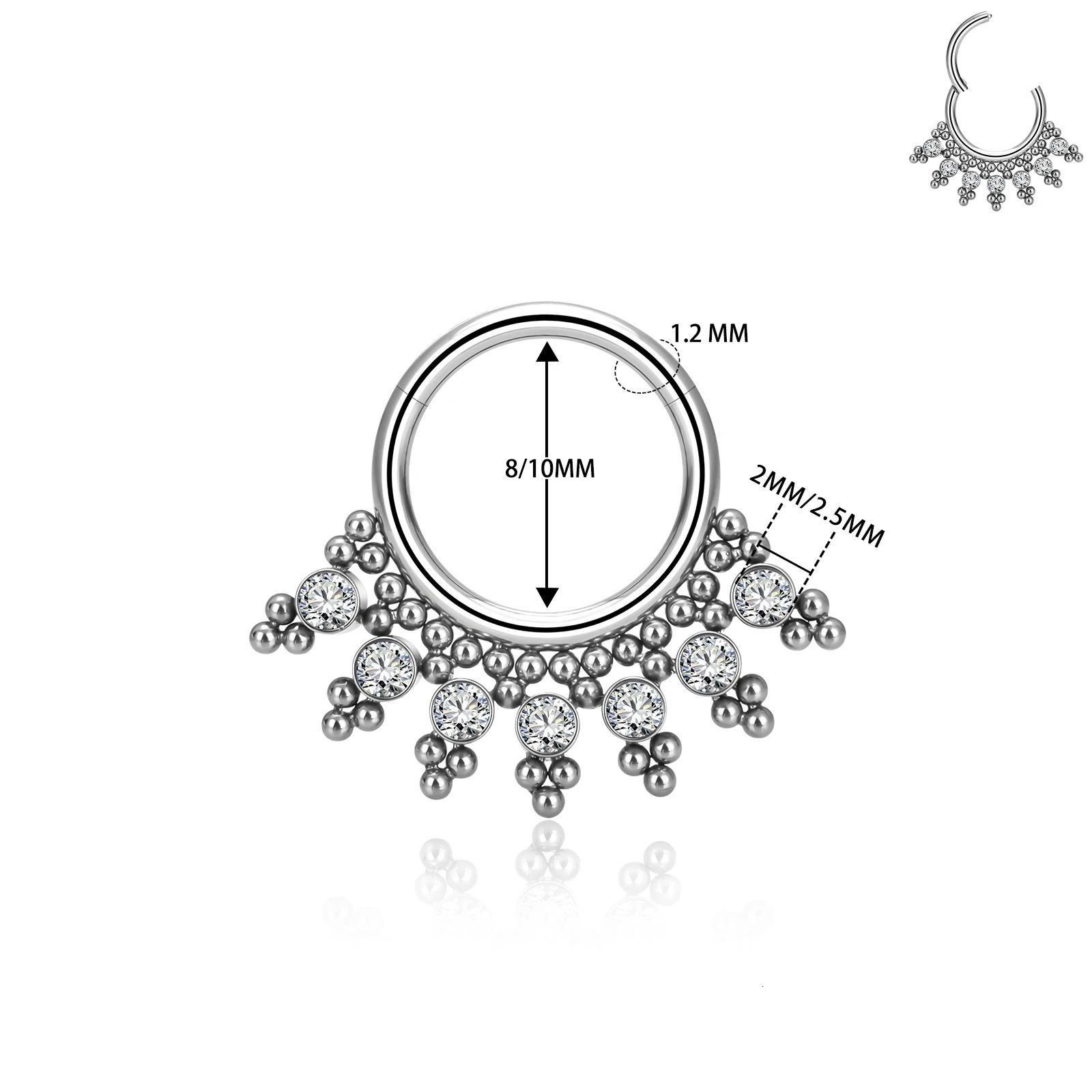 G23 Piercing Double layer Septum Ring Hoop CZ 16G Clicker Segment Helix Cartilage Tragus Earring Body Jewelry for Women 241007