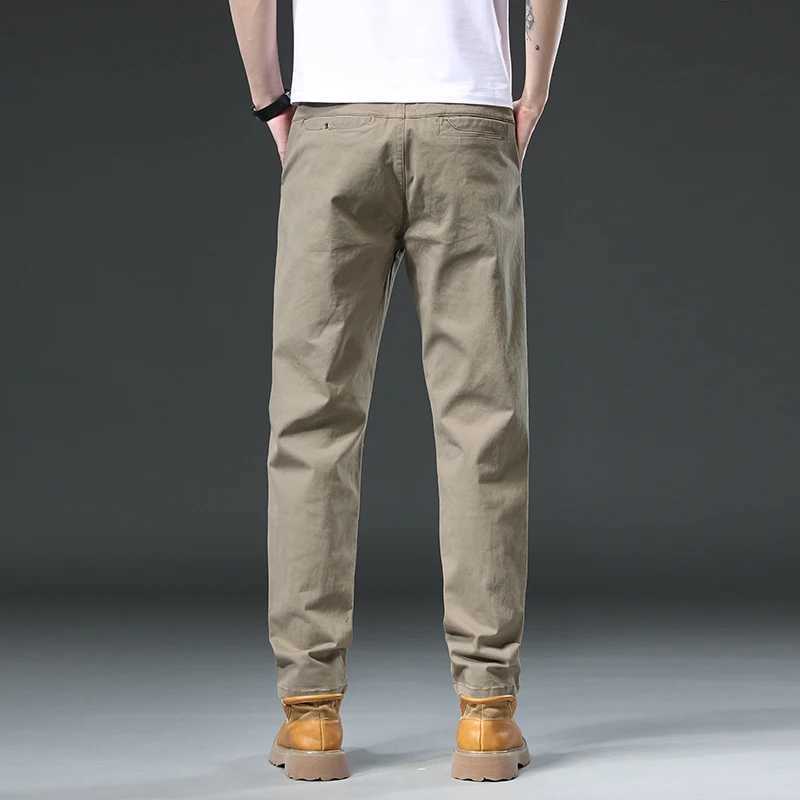 New 97% cotton cargo mens outdoor suit straight solid color work sweater mens jogging uniform Korean casual pants mens W241009