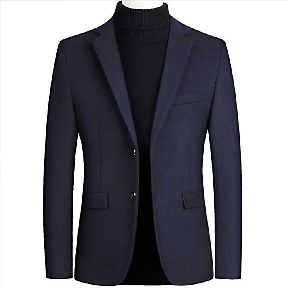Autumn and winter mens slim woolen coat suit style solid color coat mens clothing LX241010