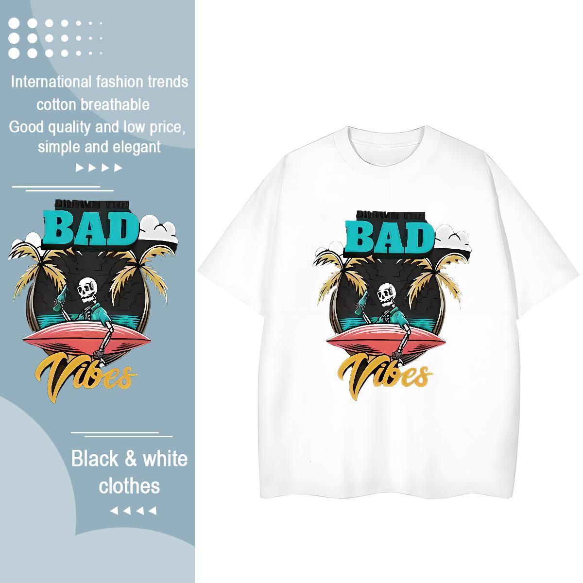 Fashion Casual Womens T Shirts 230g Cotton Short sleeve Soft Casual Daily Wear surfing Couples T Shirts Loose Custom Printed Tshirts