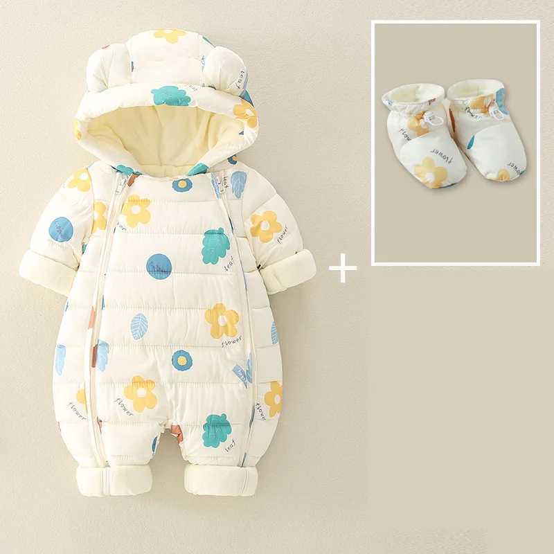 Down Coat 2024 Winter Overall For Children Infant Down Cotton Thicken Clothes Hooded snowsuit Baby boy costume Girls Jumpsuit Baby Romper H241010