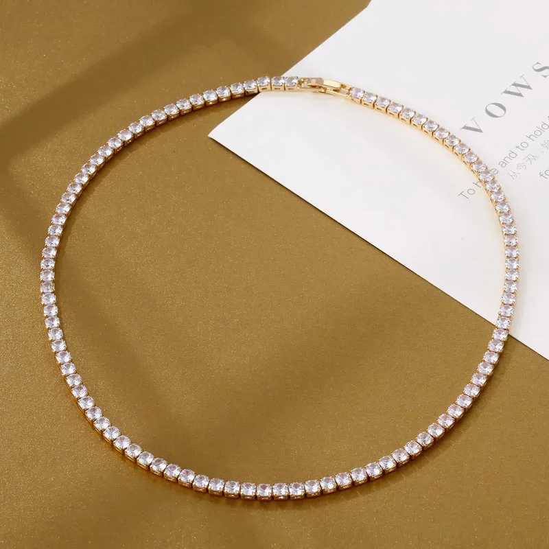 Trendy 4mm Lab Diamond Necklace White Gold Filled Party Wedding Necklaces For Women Bridal Tennis Chocker Jewelry GiftX241010