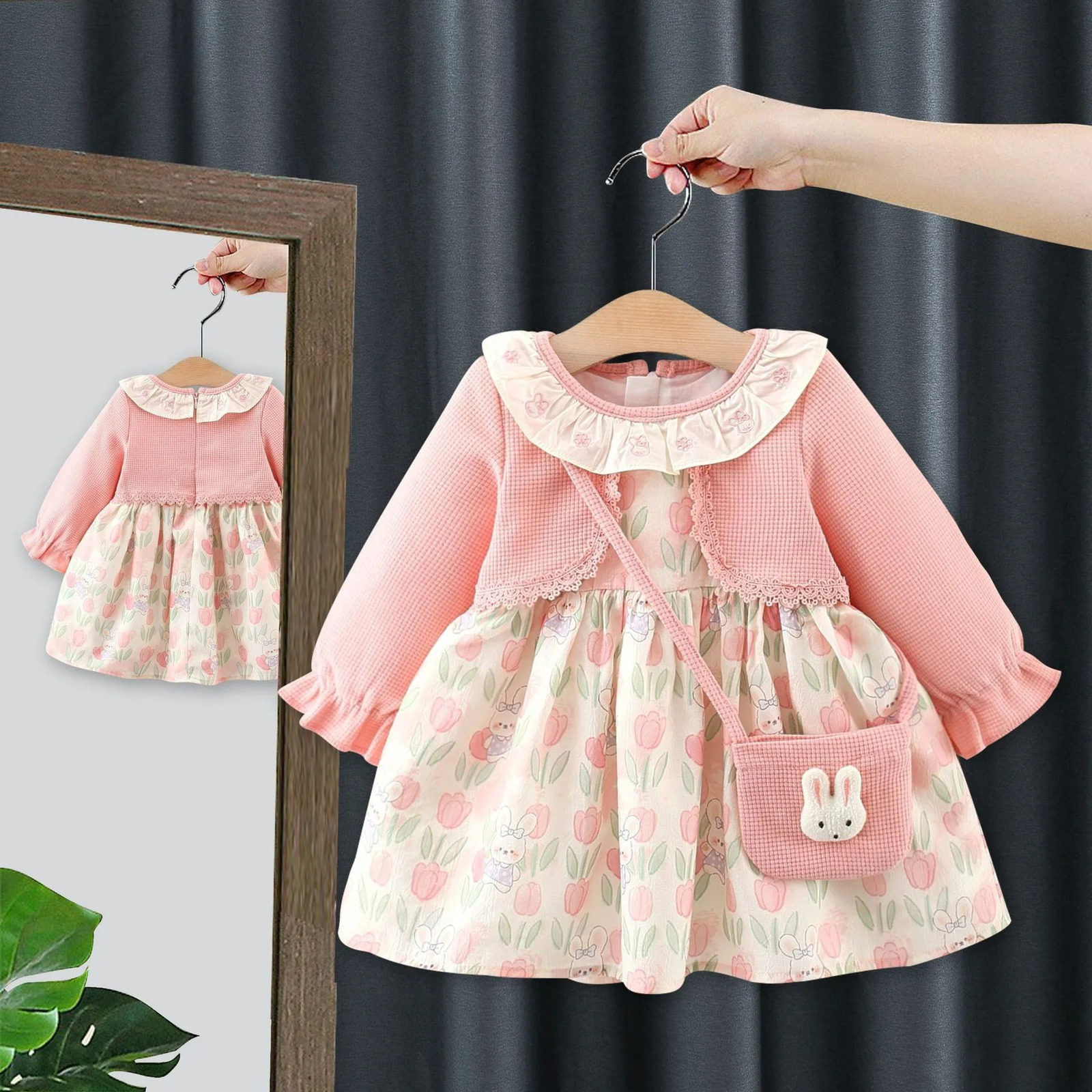 9M-5T Baby Girls Clothing Spring Girls Dress Full Set Dress Preschool Girls Dress Little Girls 1-Year Old Childrens Clothing 241008