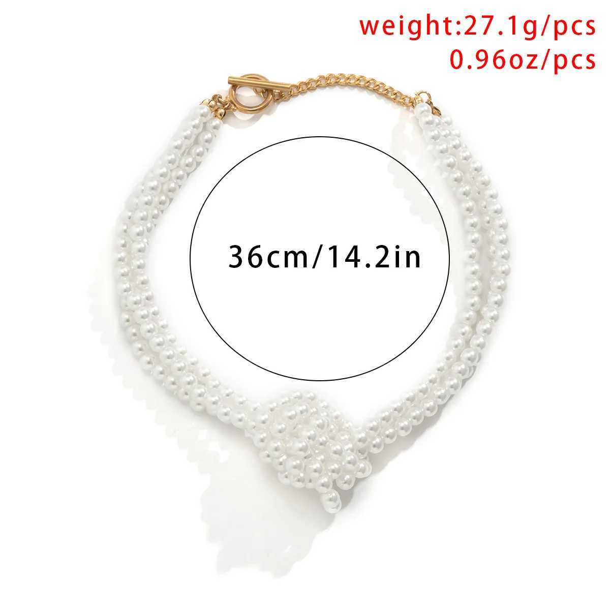 Multi-Layer White Imitation Pearl Necklace Bead Chain Punk Ladies Wedding Short Clavicle Necklacs Girl Charm Banquet JewelryX241009