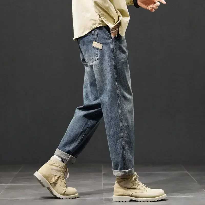 Trousers Japanese Street Style Jeans for Men Harem Male Cowboy Pants Cropped Y2k Vintage Wide Leg Spring Autumn Y 2k Original XsX241009