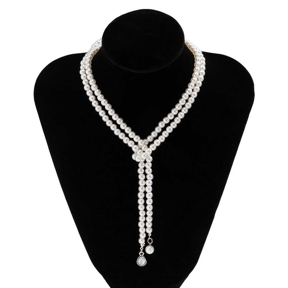 Trend Elegant Jewelry Wedding Big Pearl Crystal Pendant Necklace For Women Fashion White Imitation Pearl Choker Necklace N0379X241009