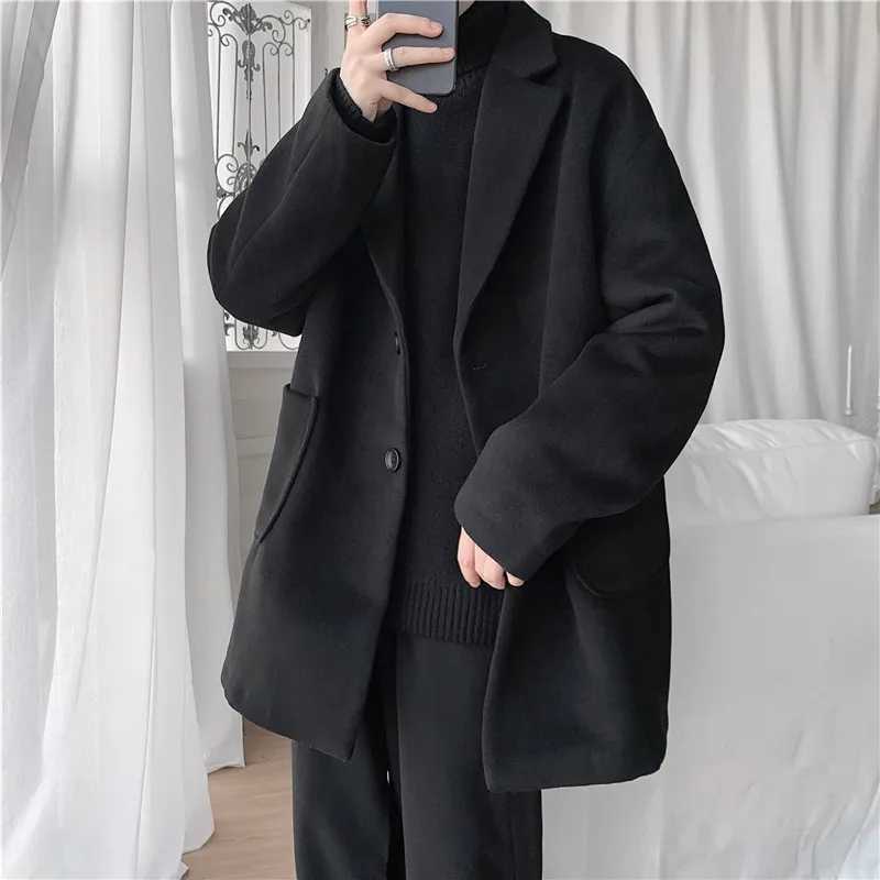 VERSMA Japanese Trendy Causal Vintage Winter Thick Wool Trench Coat Men Autumn Oversized Long Sleeve Male Overcoat Plus Size 5XL LX241010