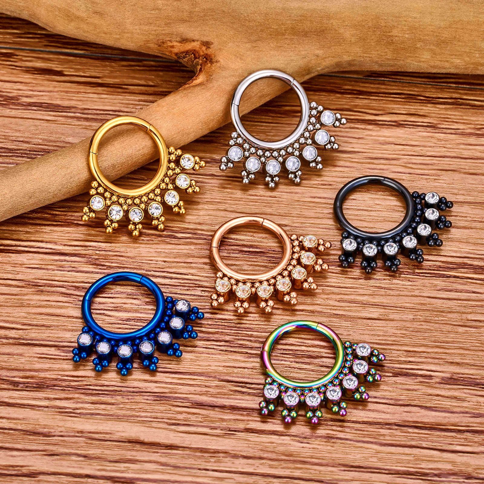 G23 Piercing Double layer Septum Ring Hoop CZ 16G Clicker Segment Helix Cartilage Tragus Earring Body Jewelry for Women 241007