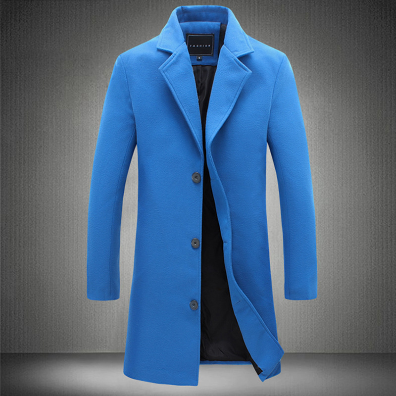 Men's jacket 2024 Colourful full autumn men's long single-breasted tweed trench coat men Korean version of the Slim solid-colour large size 