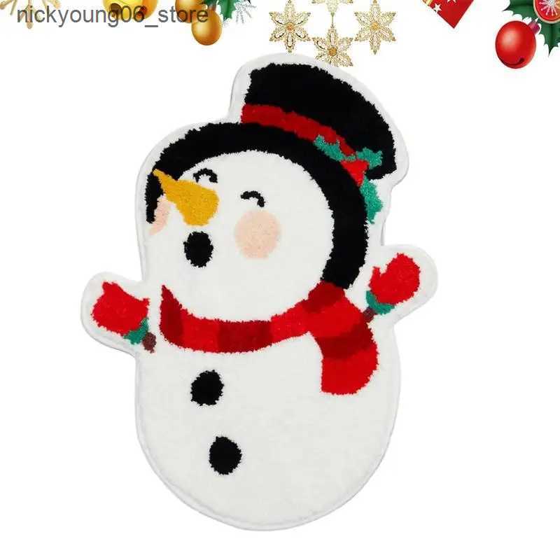 Non-Slip Bath Mats Christmas Bath Mat Cute Cartoon Winter Bathroom Rugs Home Bathroom Floor Mat Snowflake New Year Xmas Carpet For Bathroom L240910