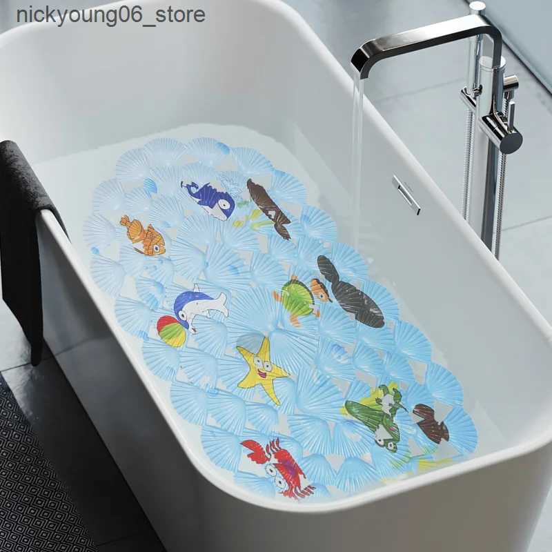 Non-Slip Bath Mats 38x68cm Cute Cartoon PVC Bath Mat Anti-Slip Shower Bathtub Mats With Sucker Soft Massage Pad Kids Elder Bathroom Carpet Rug L240910