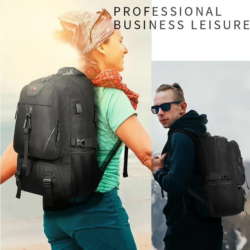 50L 60L 80L outdoor backpack with USB port suitable for mens bags large capacity unisex sports hiking camping 241008
