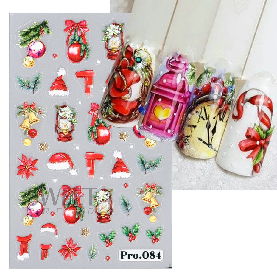 Cute cartoon gingerbread mens embossed nail stickers 5D winter snowflakes Gonk Elk Santa Claus stickers charm Christmas handmade tips 241008