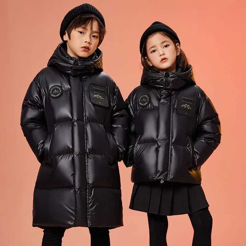 Down Coat Winter high-quality thick coat childrens hooded black and white duck coat girls and boys coat H241010