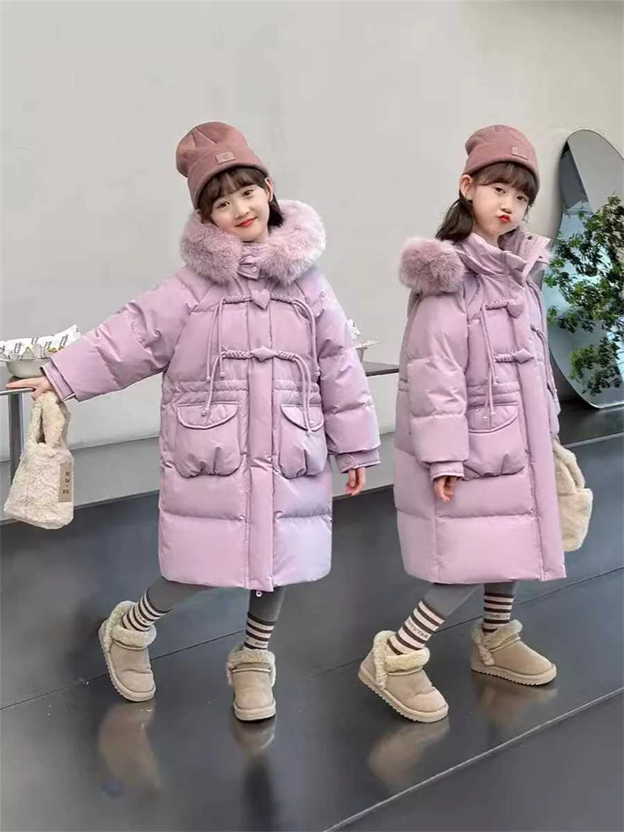 Down Coat Keep warm winter jackets and fashionable waterproof hooded childrens jackets for girls aged 5-14 in park clothing H241010
