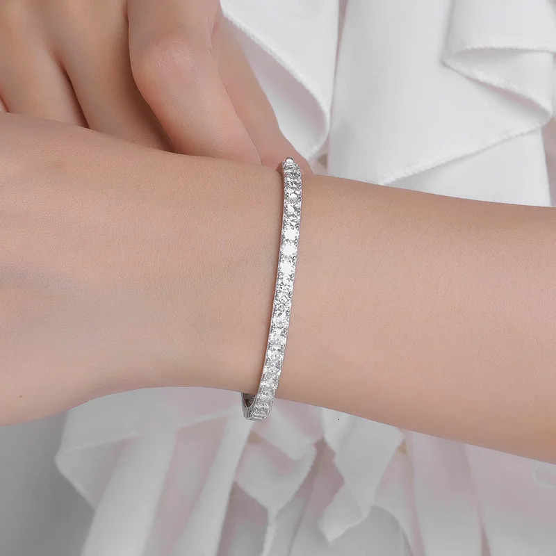 EWYA Real GRA Certified D Color 4mm 0.3CT All Mo Silica Bracelet for Womens Party S925 Pure Silver Diamond Bracelet 241007