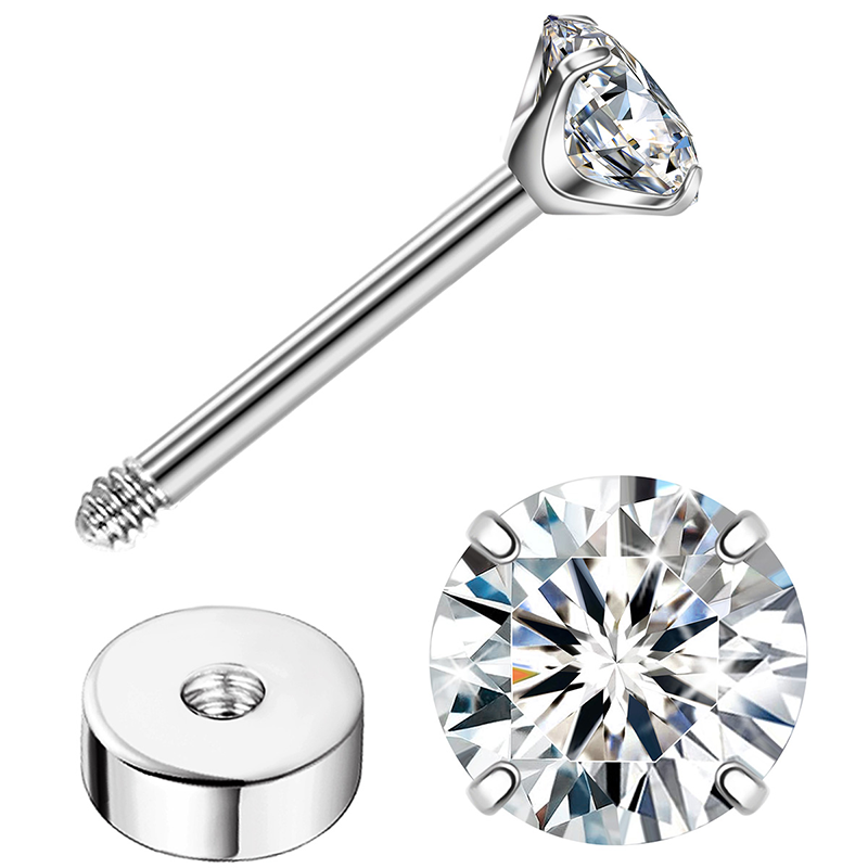 Earrings TUPMI CZ Screw Back Cartilage Earrings for Women,Tiny Silver Flatback Cubic Zirconia Stud Earrings Helix Earrings Cartilage Piercing Jewelry 