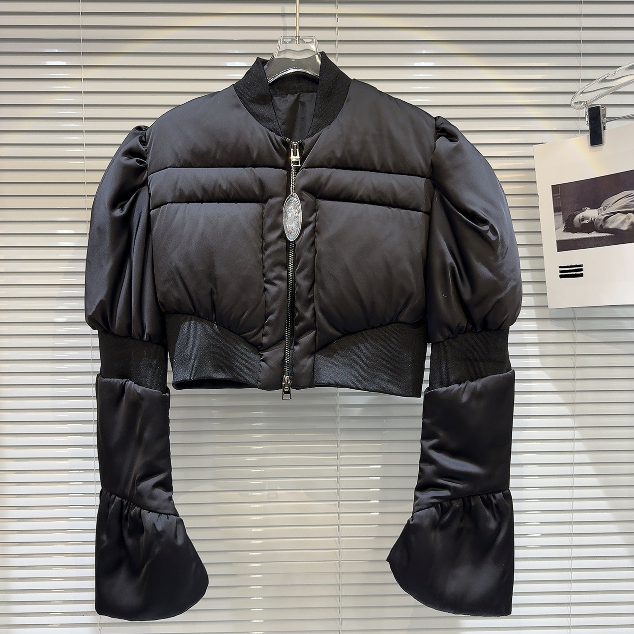 PREPOMP 2023 Winter New Arrival Long Puff Sleeve Slim Waist White Duck Down Jacket Women Short Coat Gm493