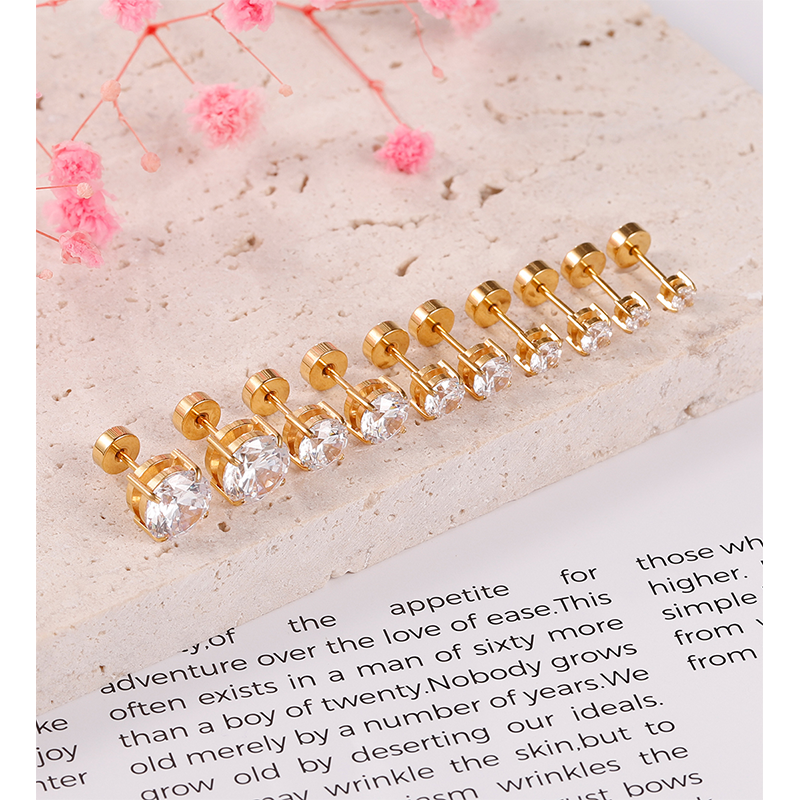 TUPMI Flat Back Earrings for Women Girls Hypoallergenic Stud Earrings Surgical Steel 20G Cartilage Earrings Handmade Screw Back Earrings